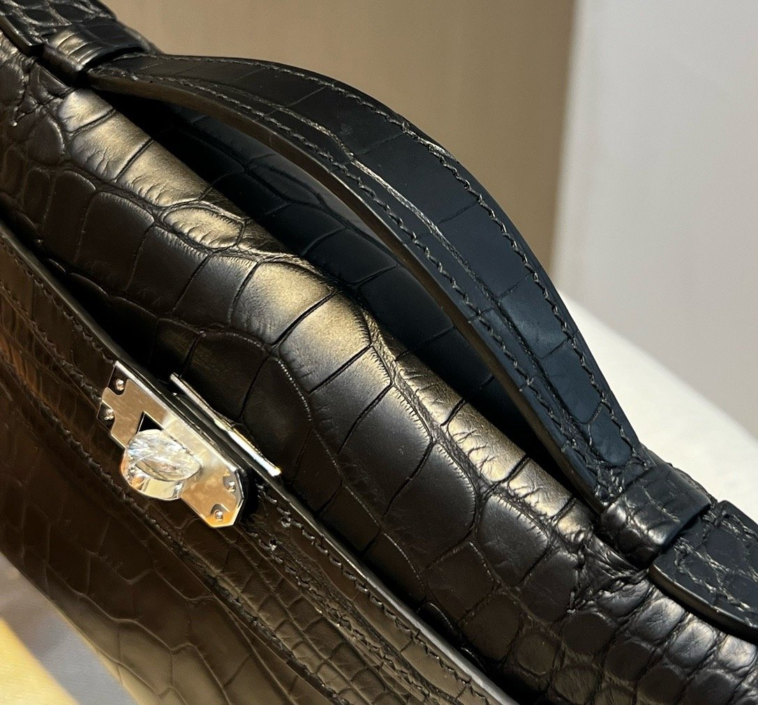 mini matte black silver Hermès handbag