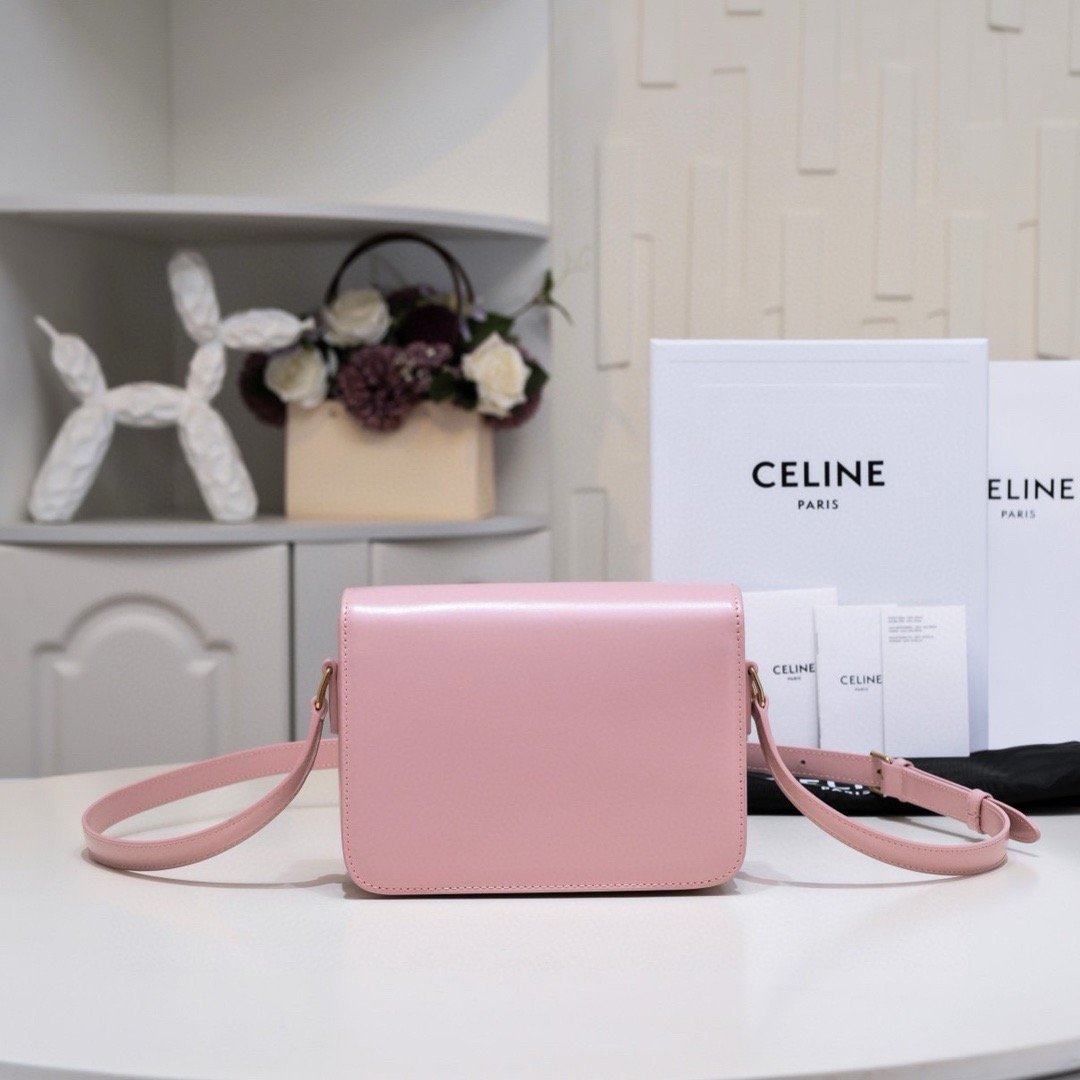 Celline Triomphe Small Box Leather Sakura Pink