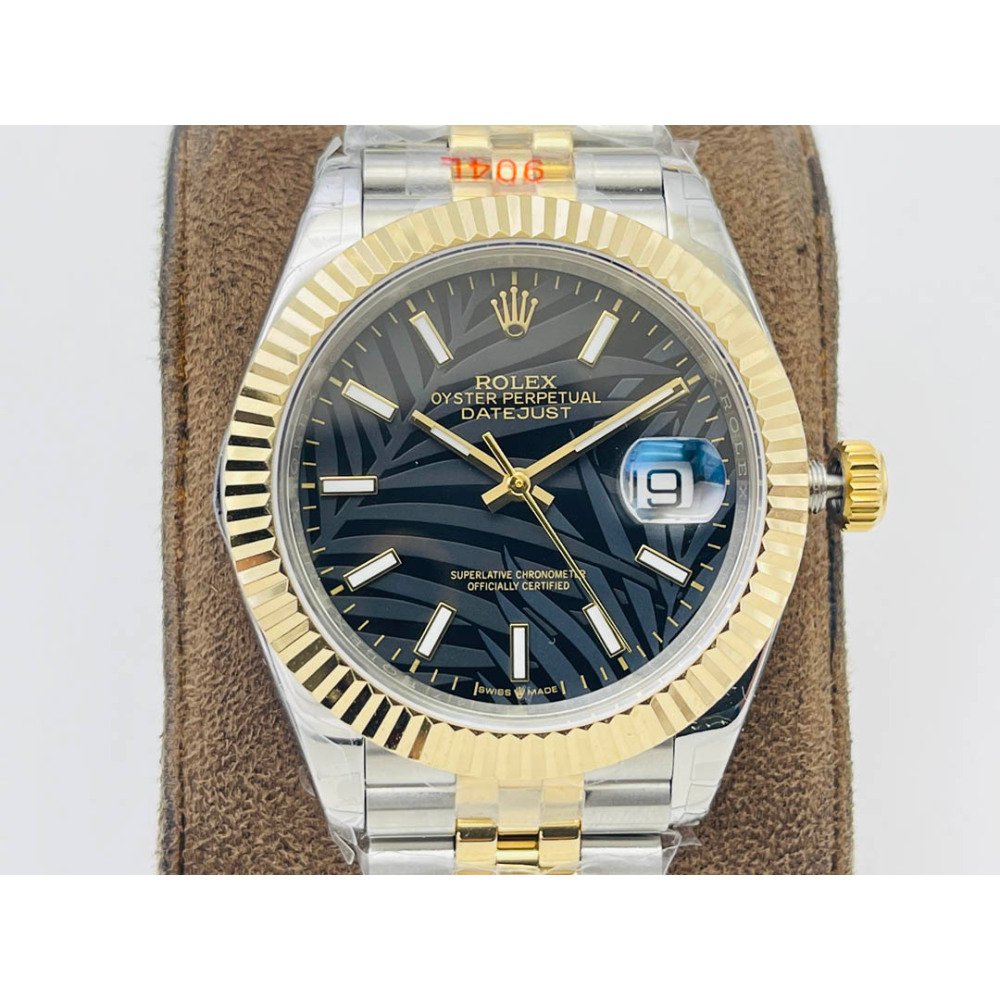 Rolex Datejust 126231 Black Palm Dial Gold Jubilee Bracelet Swiss Clone Movement