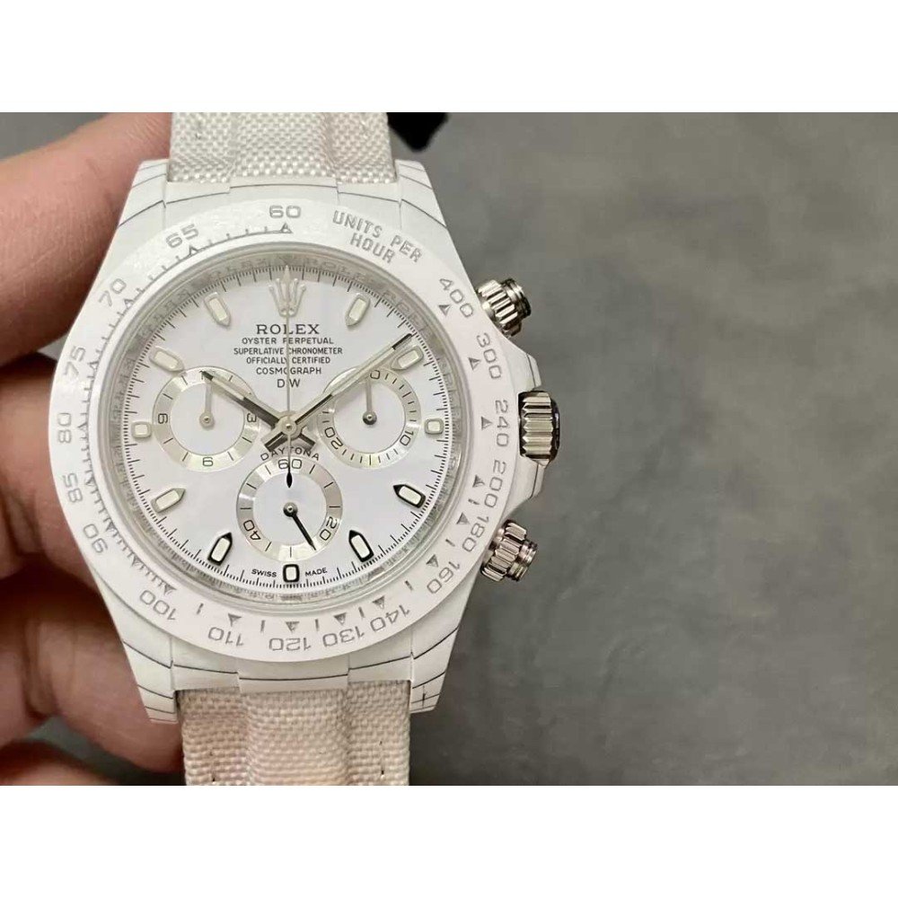 Rolex DIW Modified Datona All White Dial Swiss 4130 Movement