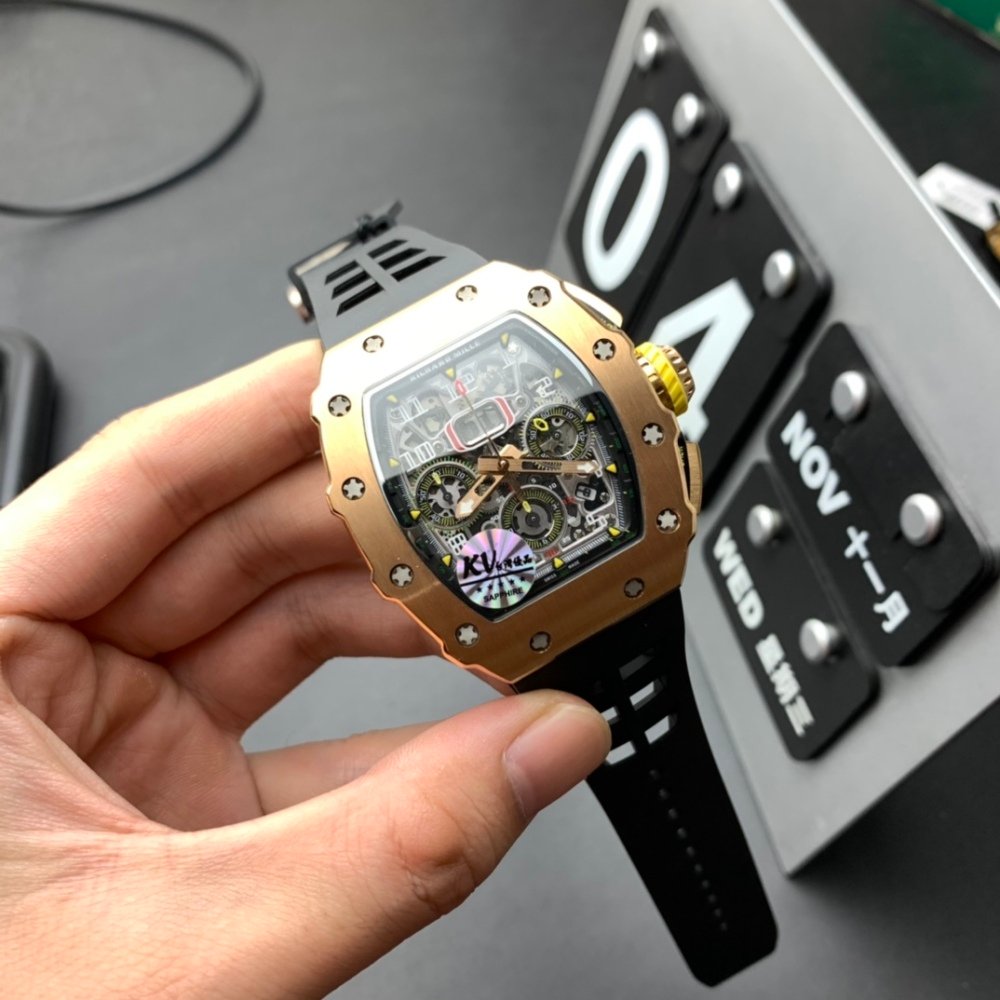 Richard Mille Rose Gold RM11-03 Men Automatic Transparent Dial