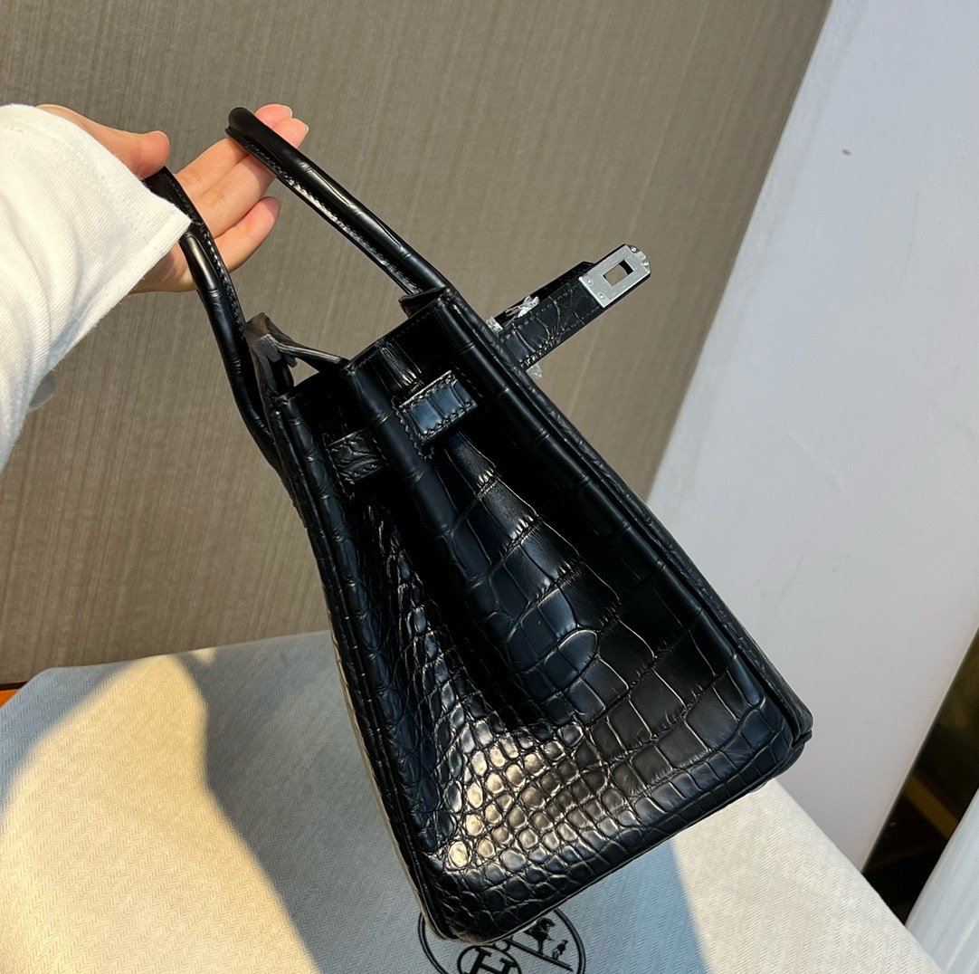 BK25 black silver matte Hermès handbag