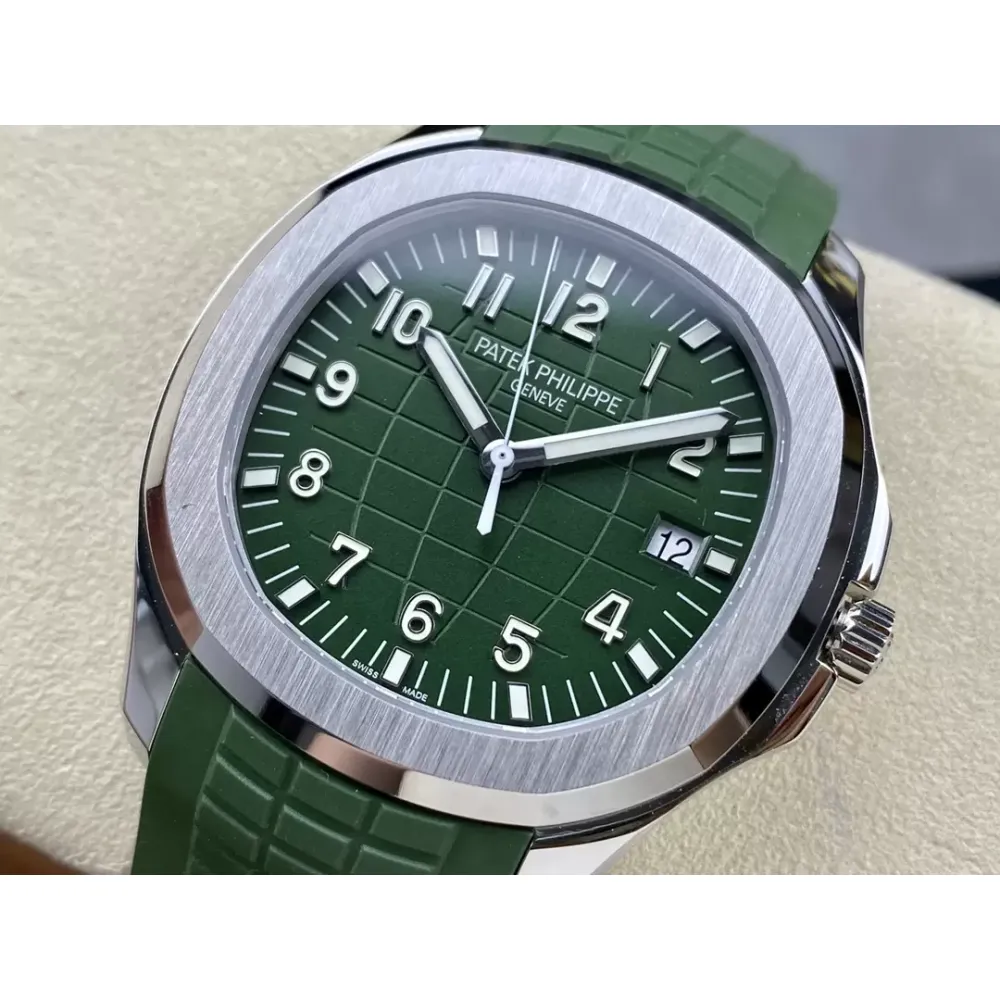 Patek Philippe Aquanaut 5168G-010 SS 3KF Best Edition Green Dial on Green Rubber Strap A324 Super Clone V3