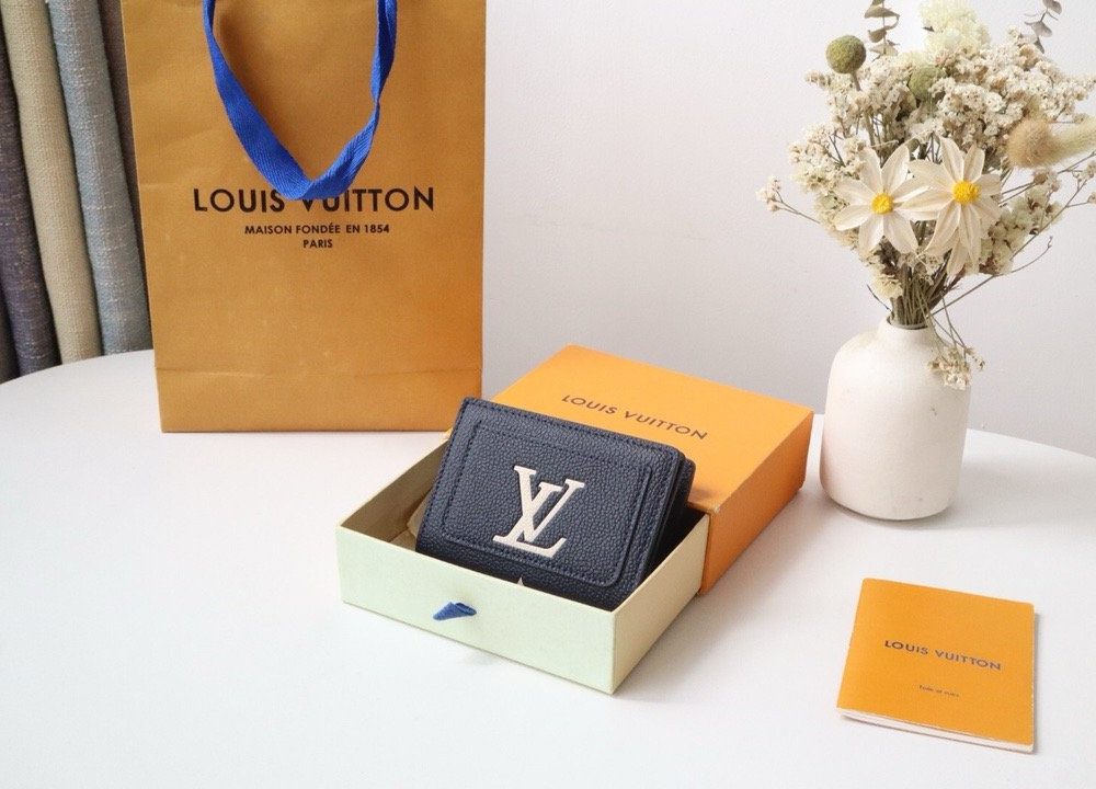 LV Silk Screen Blue Wallet Card Holder Wallet 11×8.5×3.5 cm