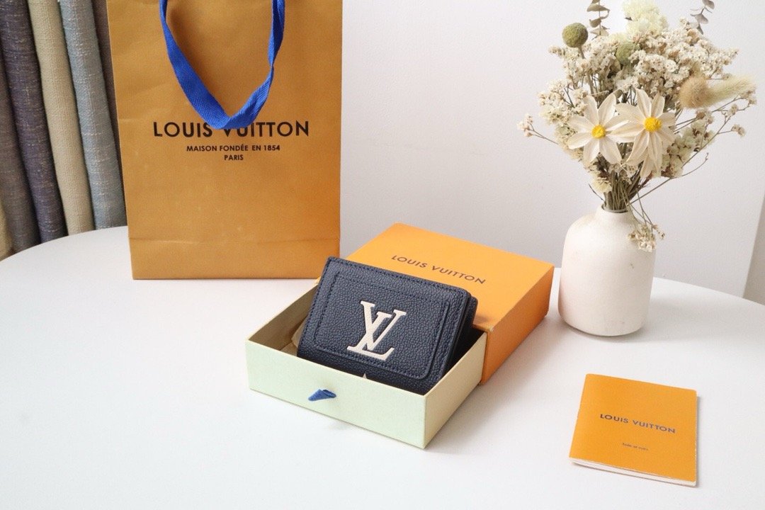 LV Silk Screen Blue Wallet Card Holder Wallet 11×8.5×3.5 cm