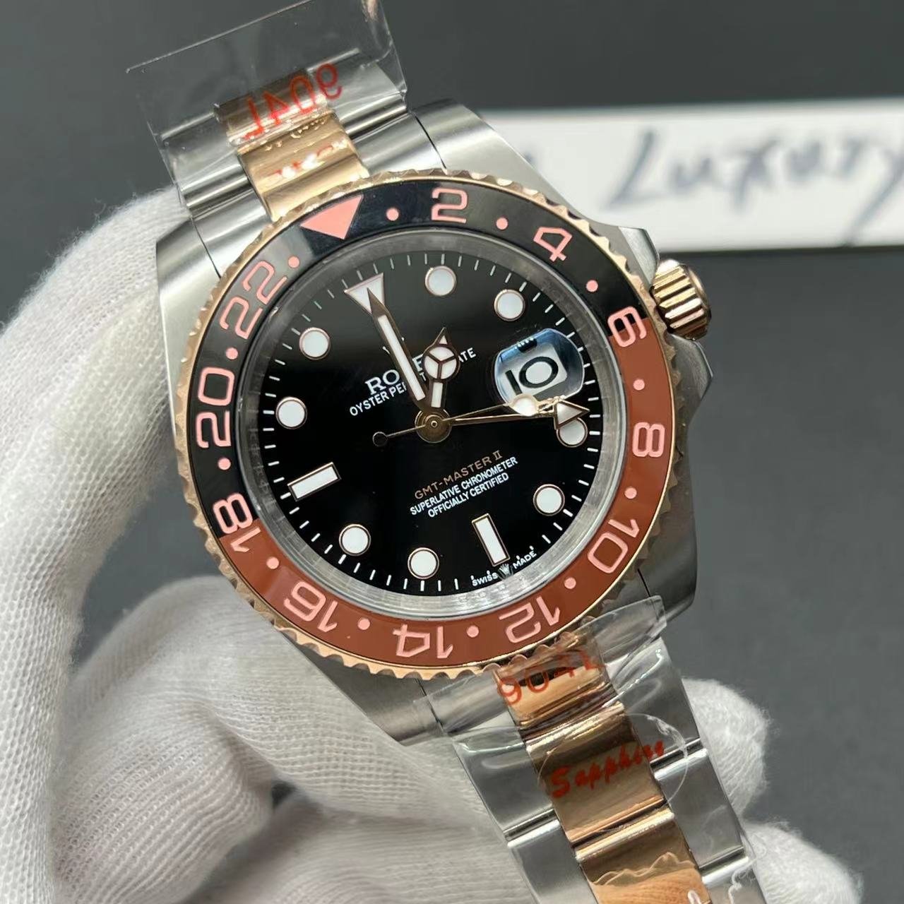 Rolex GMT-Master II Root Beer Two Tone Black Dial Ref 126711chnr-0002