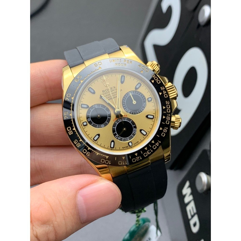 Rolex Daytona 116518LN Yellow Gold Dial Rubber Strap Swiss 4130 Movement