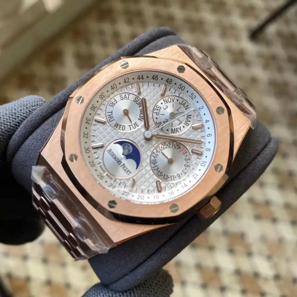 AP Royal Oak 41mm Complicated 26574 RG APS F1:1 Best Edition Silver Dial on GR Bracelet A5134 (CHS)ilver