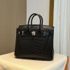 BK25 black silver matte Hermès handbag