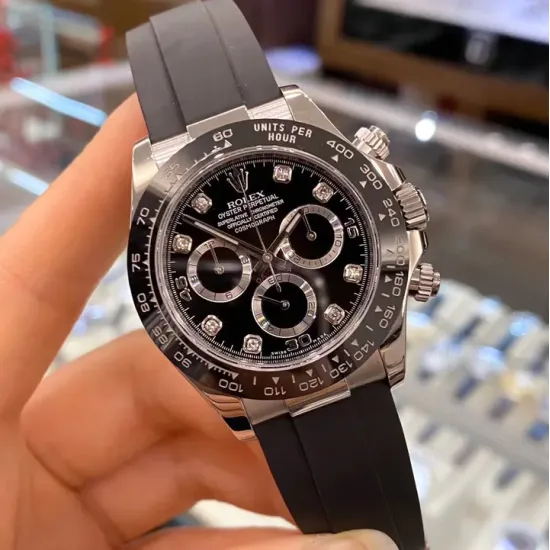 Rolex Daytona White Gold Black Dial Oysterflex Strap 116519LN-0025 Unworn