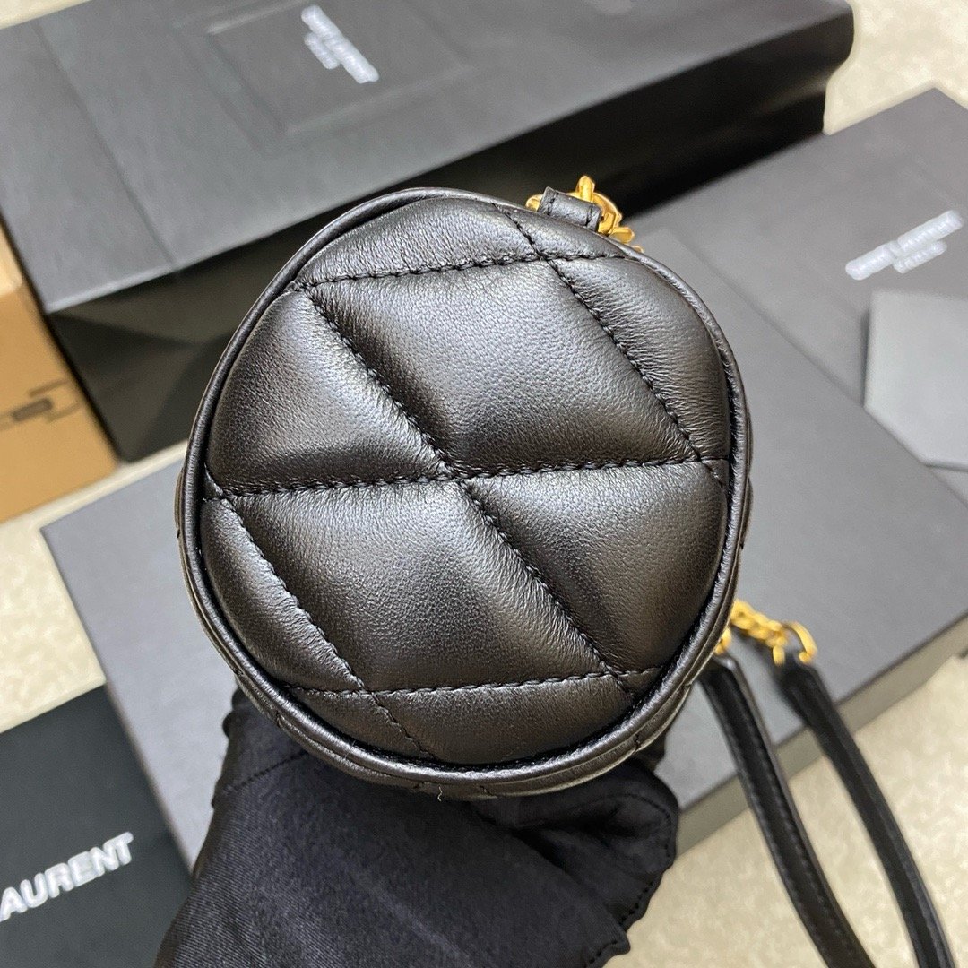 YSL new sade small underarm cylinder bag sheepskin black/gold 699703