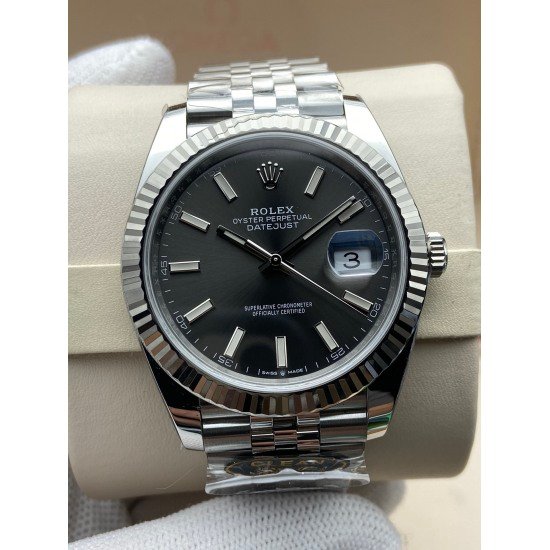 Rolex Datejust 41 Gray Dial Oystersteel and White Gold M126334-0014 Superclone