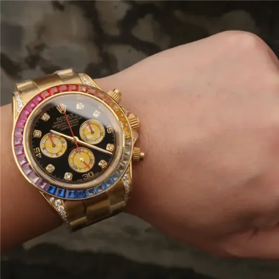 Daytona Rainbow Diamond Yellow Gold Stainless Steel 40mm