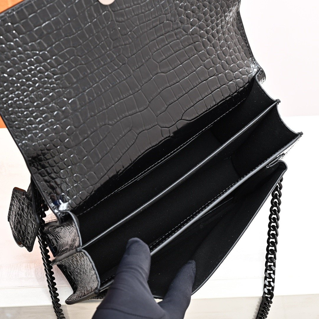 YSL Crocodile-Pattern Sunset bag