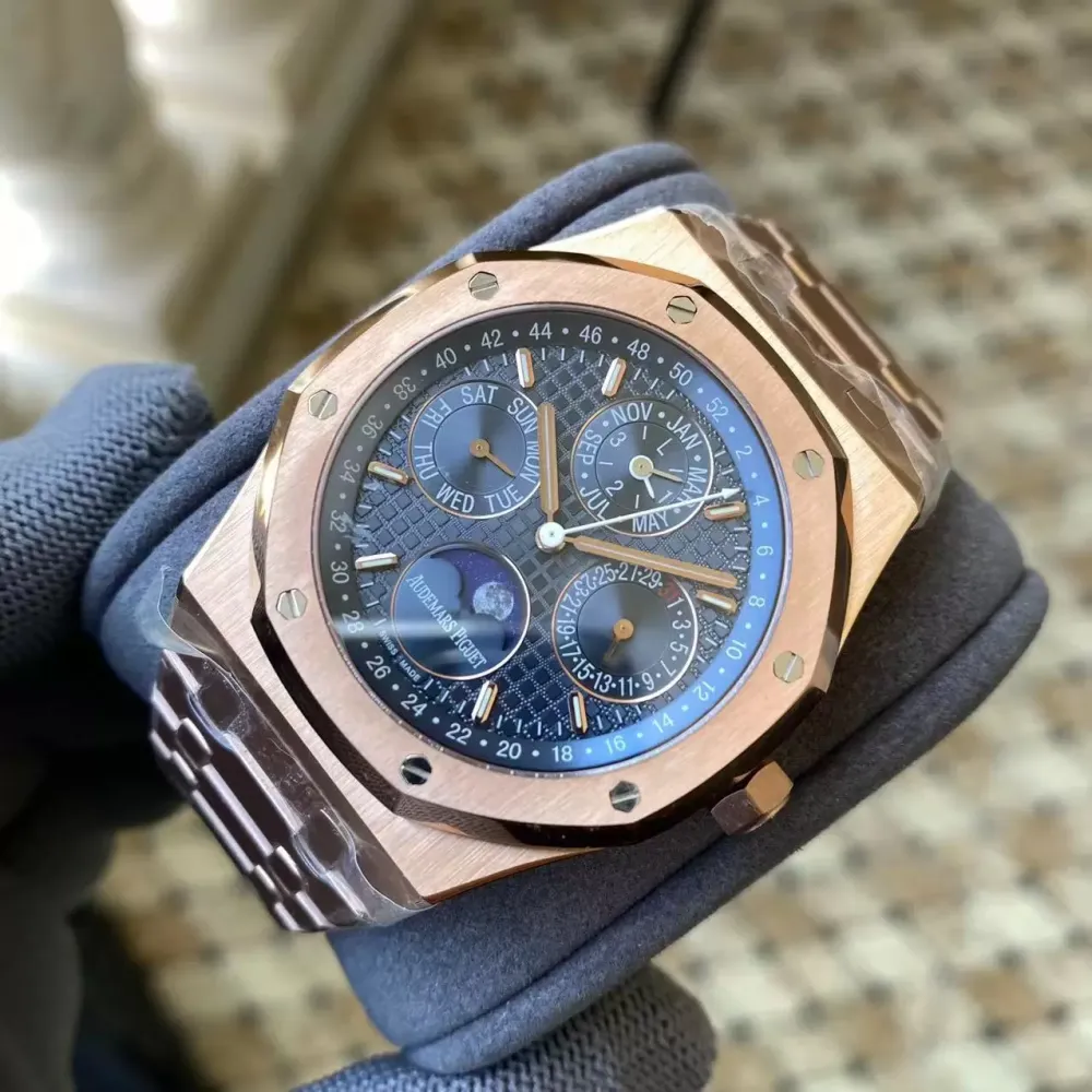 AP Royal Oak 41mm Complicated 26574 RG APS F1:1 Best Edition Blue Dial on GR Bracelet A5134 (CHS)