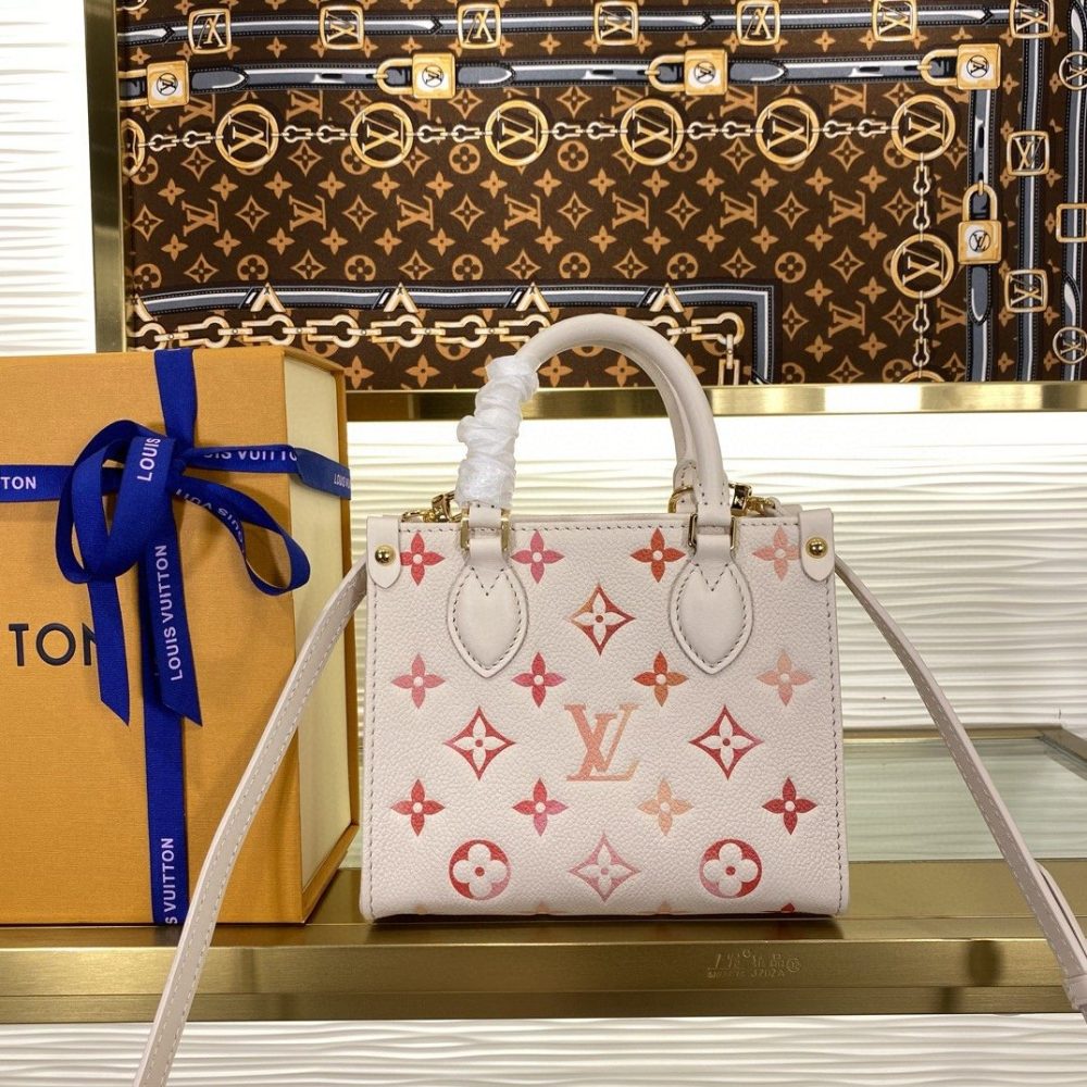 Louis Vuitton OnTheGo BB Handbag Sunrise Aquarelle Series Strawberry Red Silk Screen M47115
