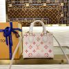 Louis Vuitton OnTheGo BB Handbag Sunrise Aquarelle Series Strawberry Red Silk Screen M47115