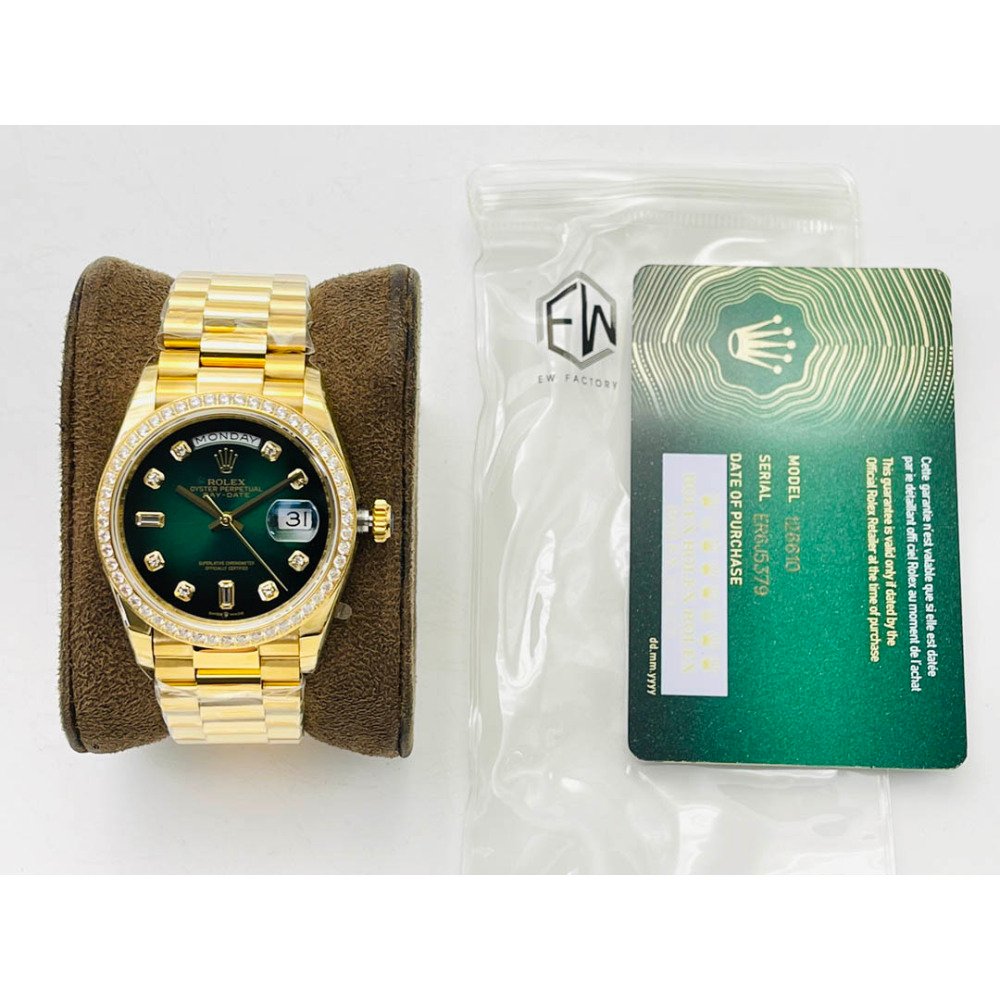 Rolex Day-Date All Gold Green Dial Diamond Bezel Super Clone 3255 Movement