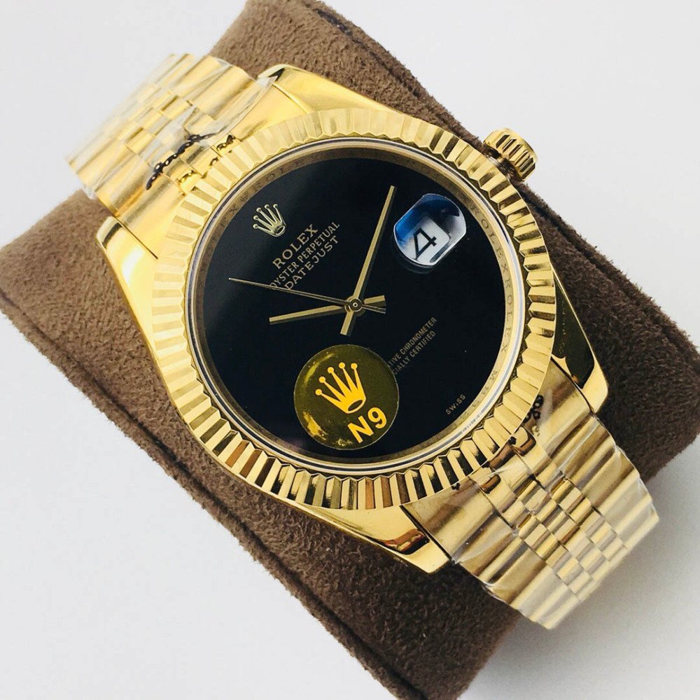 Rolex Datejust 16238 Black Onyx Dial Yellow Gold Jubilee Bracelet Swiss Clone Movement