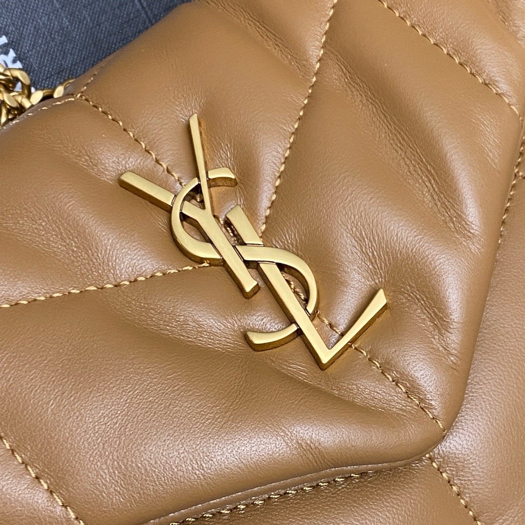 𝙇𝙤𝙪𝙇𝙤𝙪 𝙥𝙪𝙛𝙛𝙚𝙧～LOULOU PUFFER New Mini Double Chain Quilted Lambskin Bag Caramel Lambskin/Antique Gold 759337