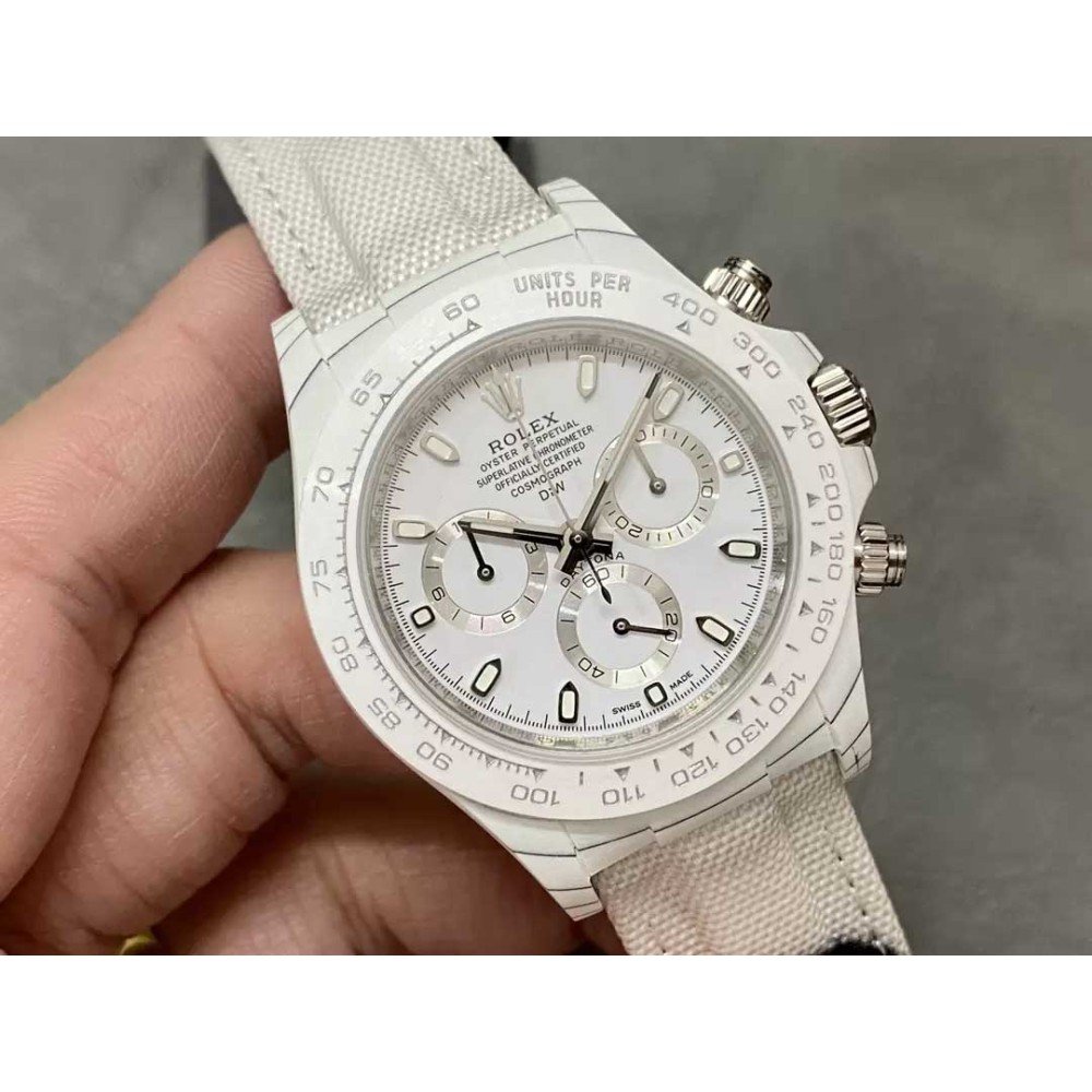 Rolex DIW Modified Datona All White Dial Swiss 4130 Movement
