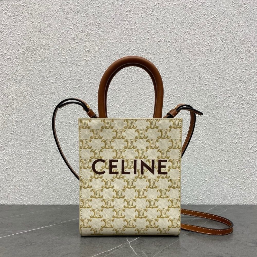 Celline Triomphe Mini Tote Beige 17-20-6