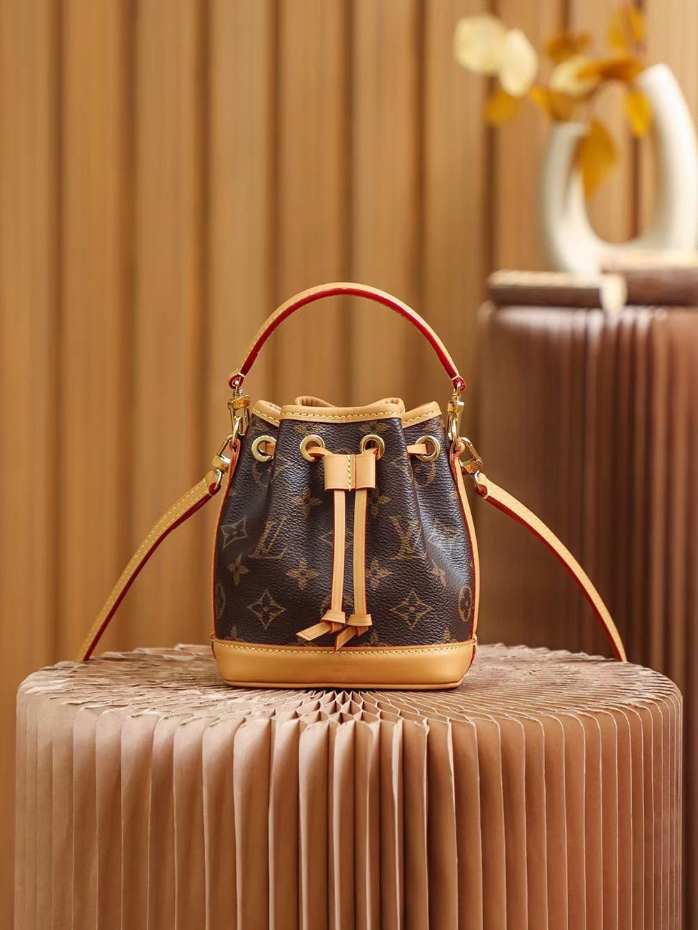 Louis Vuitton Nano Mini small bucket m81266 old flower 13*16*10cm