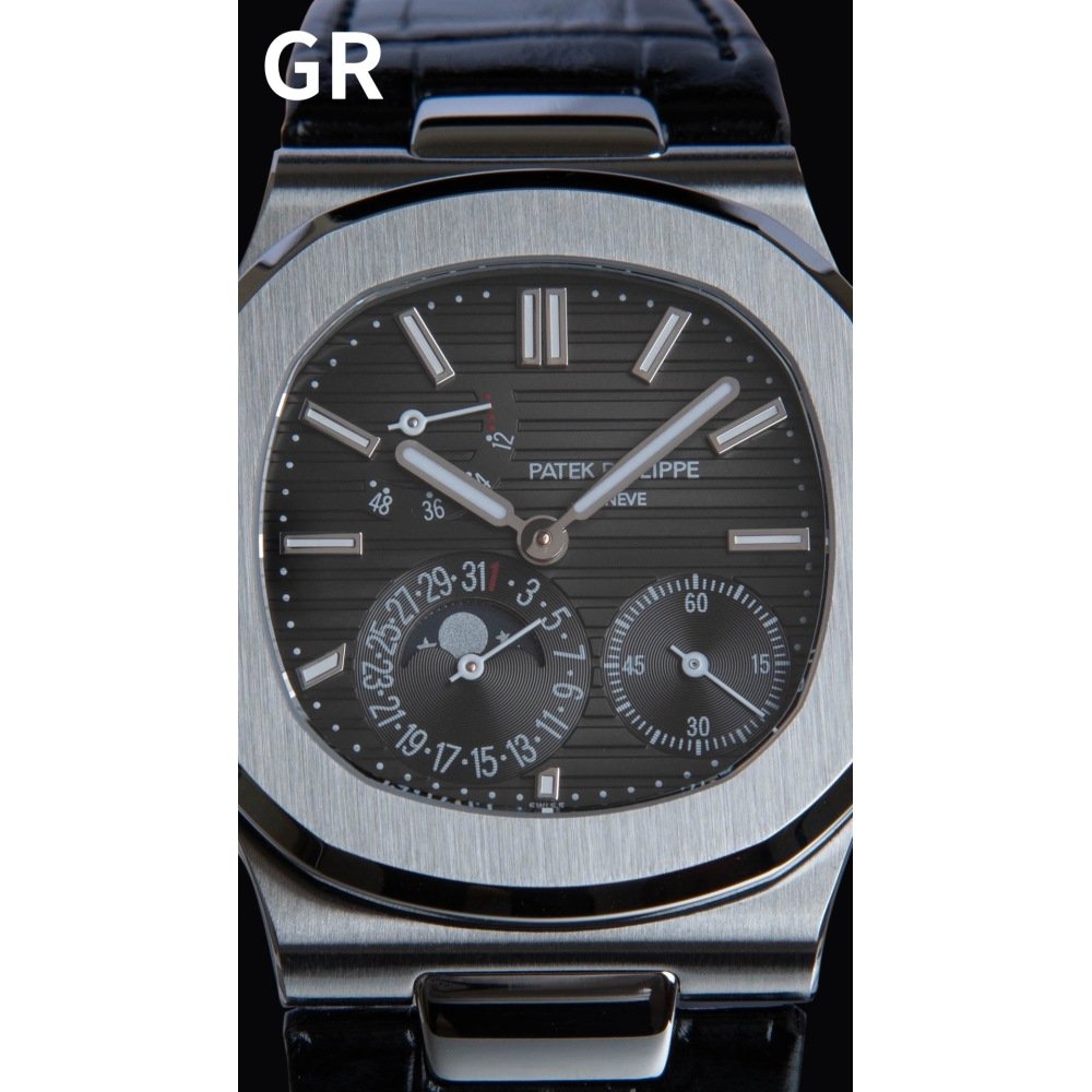 PATEK PHILIPPE Nautilus 5712G-001 SS GRF 1:1 Best Edition Black Dial on Black Leather Strap A240