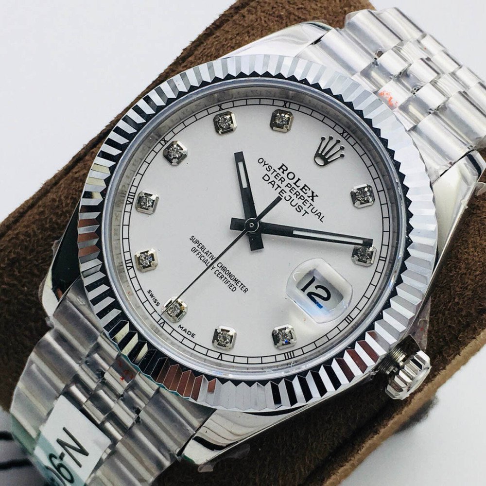 Rolex Datejust White Dial Diamond White Gold Jubilee Steel Swiss Clone Movement