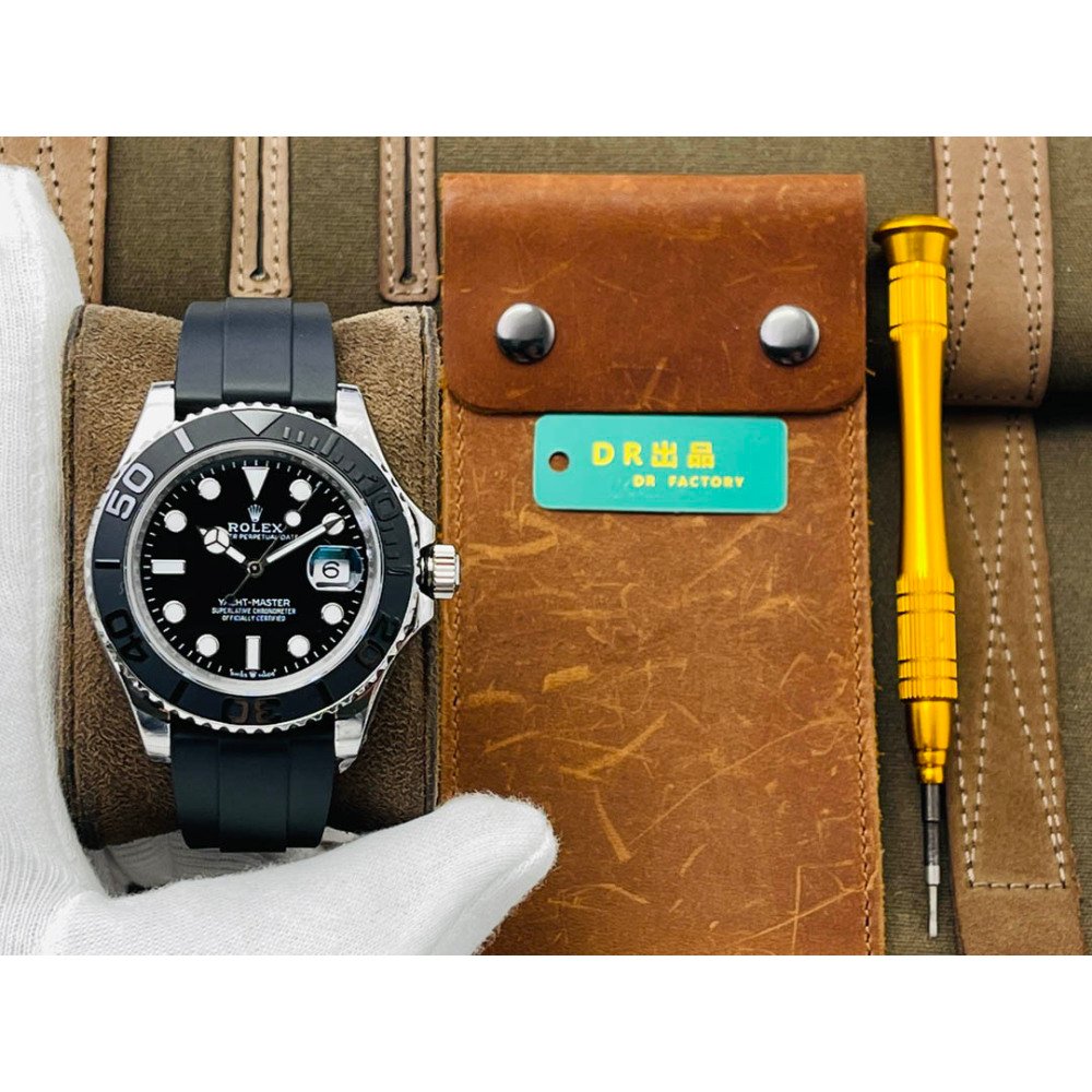 Rolex Yacht-Master 116655 White Gold Black Ceramic Bezel Rubber Swiss 3135 Movement