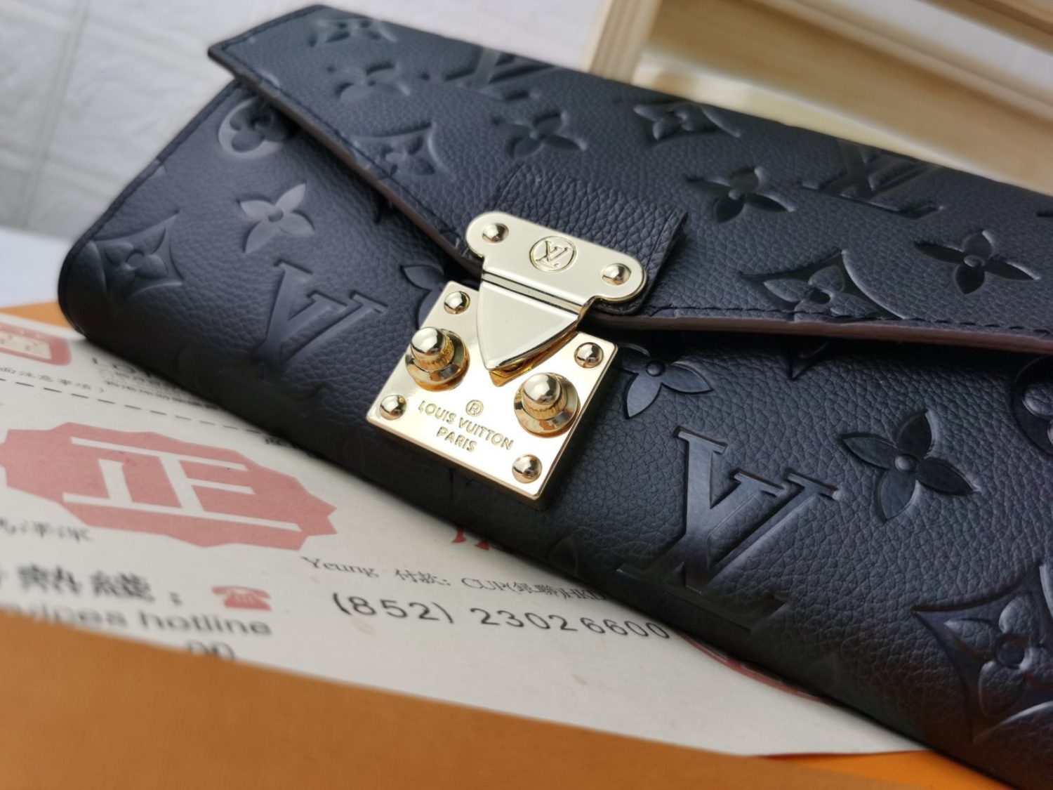 LV Diamond pattern leather embossed pochette metis handbag envelope wallet