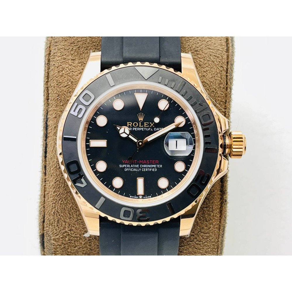 Rolex Yacht-Master 116655 Yellow Gold Black Ceramic Bezel Rubber Strap 3235 Movement