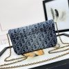 𝐃𝐢𝐨𝐫 Saddle chain handbag denim D fabric D6302