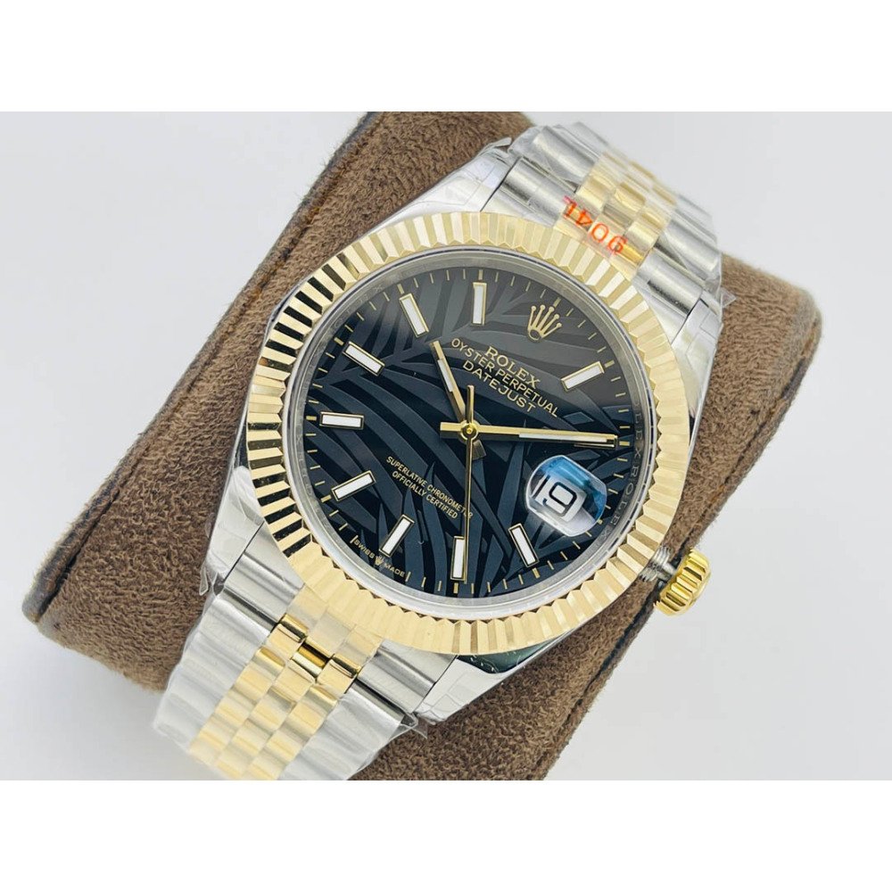 Rolex Datejust 126231 Black Palm Dial Gold Jubilee Bracelet Swiss Clone Movement