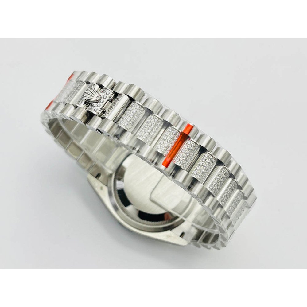 Rolex Day-Date White Gold Dial All Diamond Swiss Clone 3255 Movement