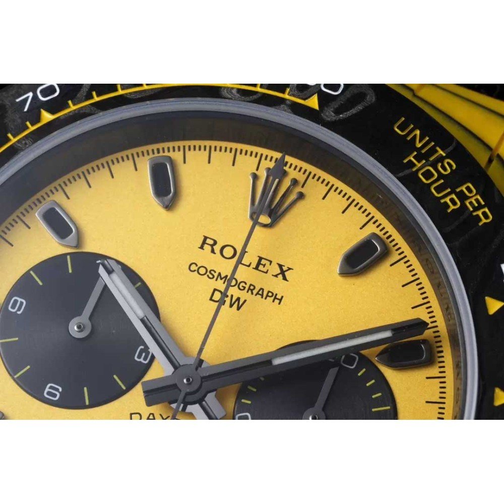 Rolex DIW Modified Datona Carbon Fiber Yellow Black Dial Swiss 4130 Movement