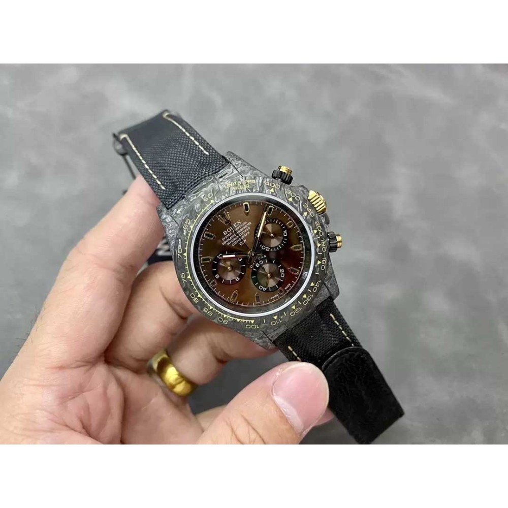 Rolex DIW Modified Datona Carbon Fiber Brown Gold Dial Swiss 4130 Movement