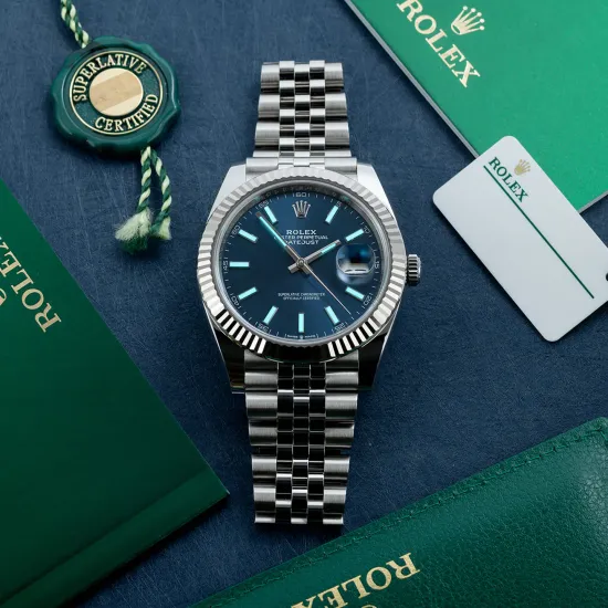 Rolex Datejust 41mm Oystersteel and white gold Bright Blue Dial 126334-0002