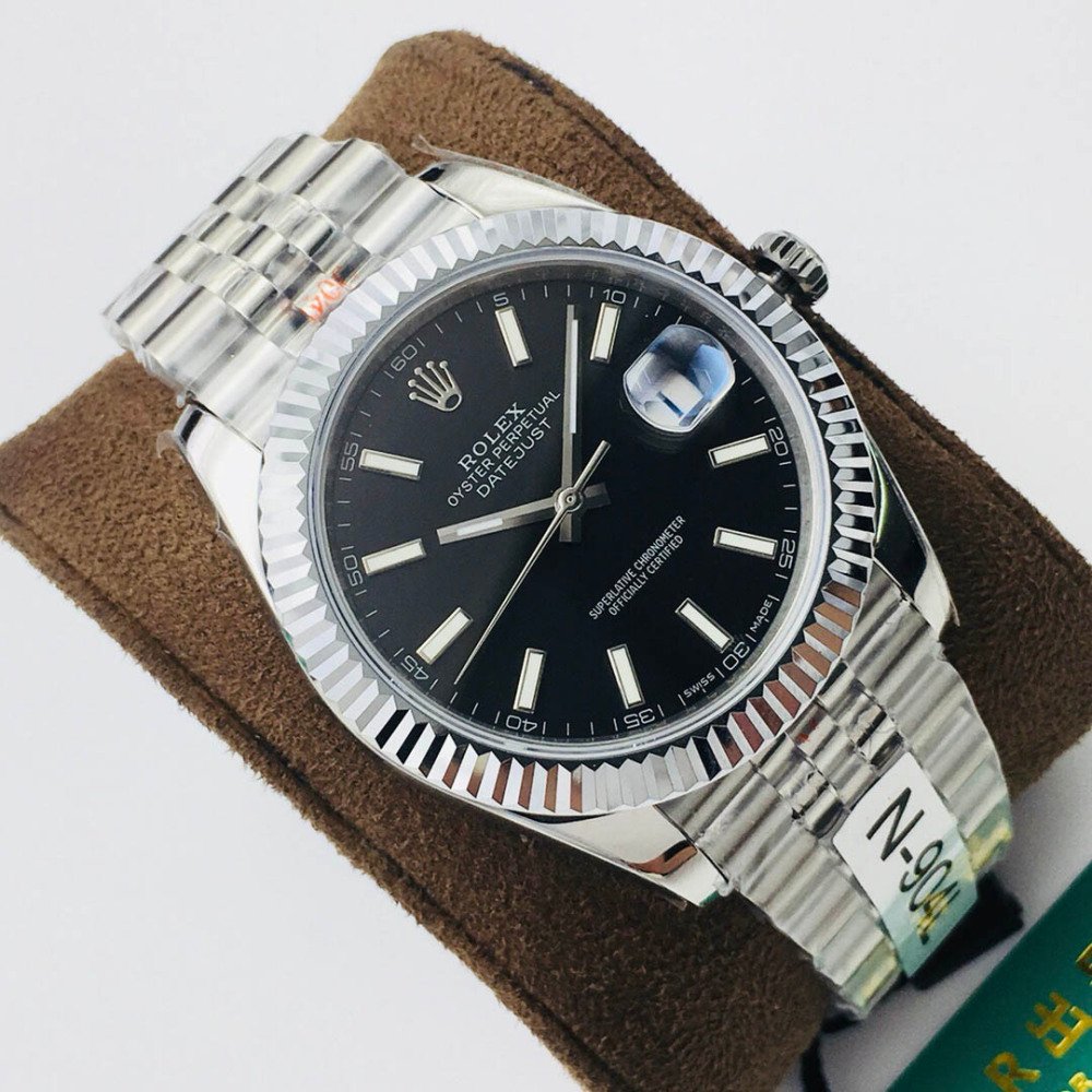 Rolex Datejust Black Dial White Gold Jubilee Bracelet Swiss Clone Movement