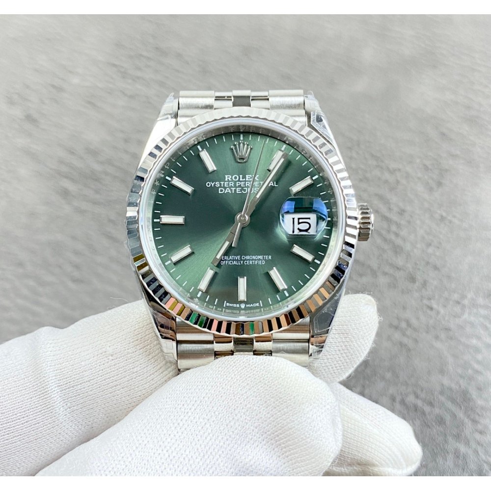 Rolex Datejust 126334 White Gold Green Dial Jubilee Bracelet Swiss 3235 Movement