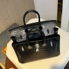 BK25 black silver matte Hermès handbag