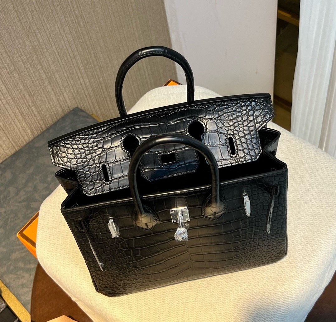 BK25 black silver matte Hermès handbag
