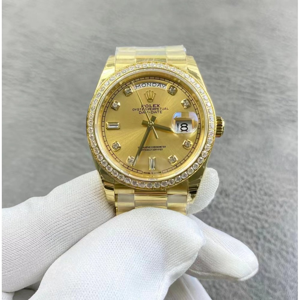 Rolex Day-Date 228348 All Gold Dial Dimond President Bracelet Superclone Swiss Movement