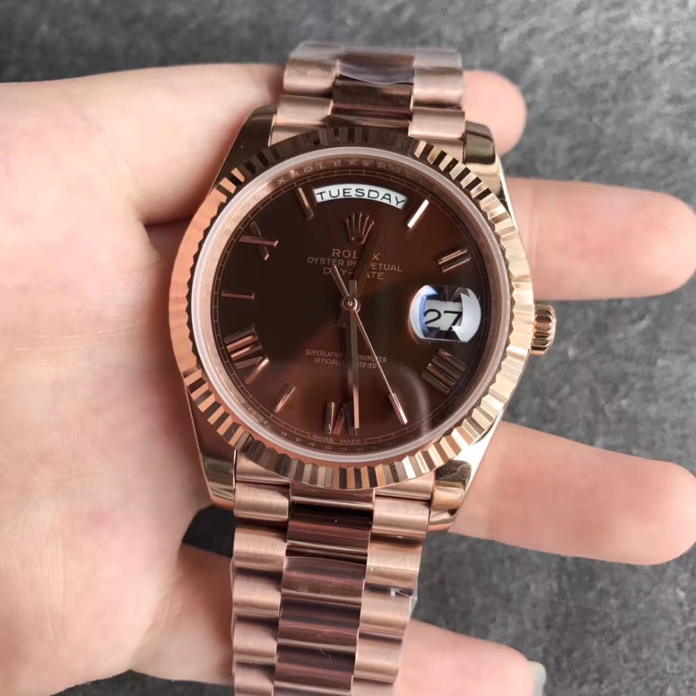 Rolex Day-Date 228235 Rose Gold Browm Dial President Bracelet A3255 (Tungsten Heavy Versio)