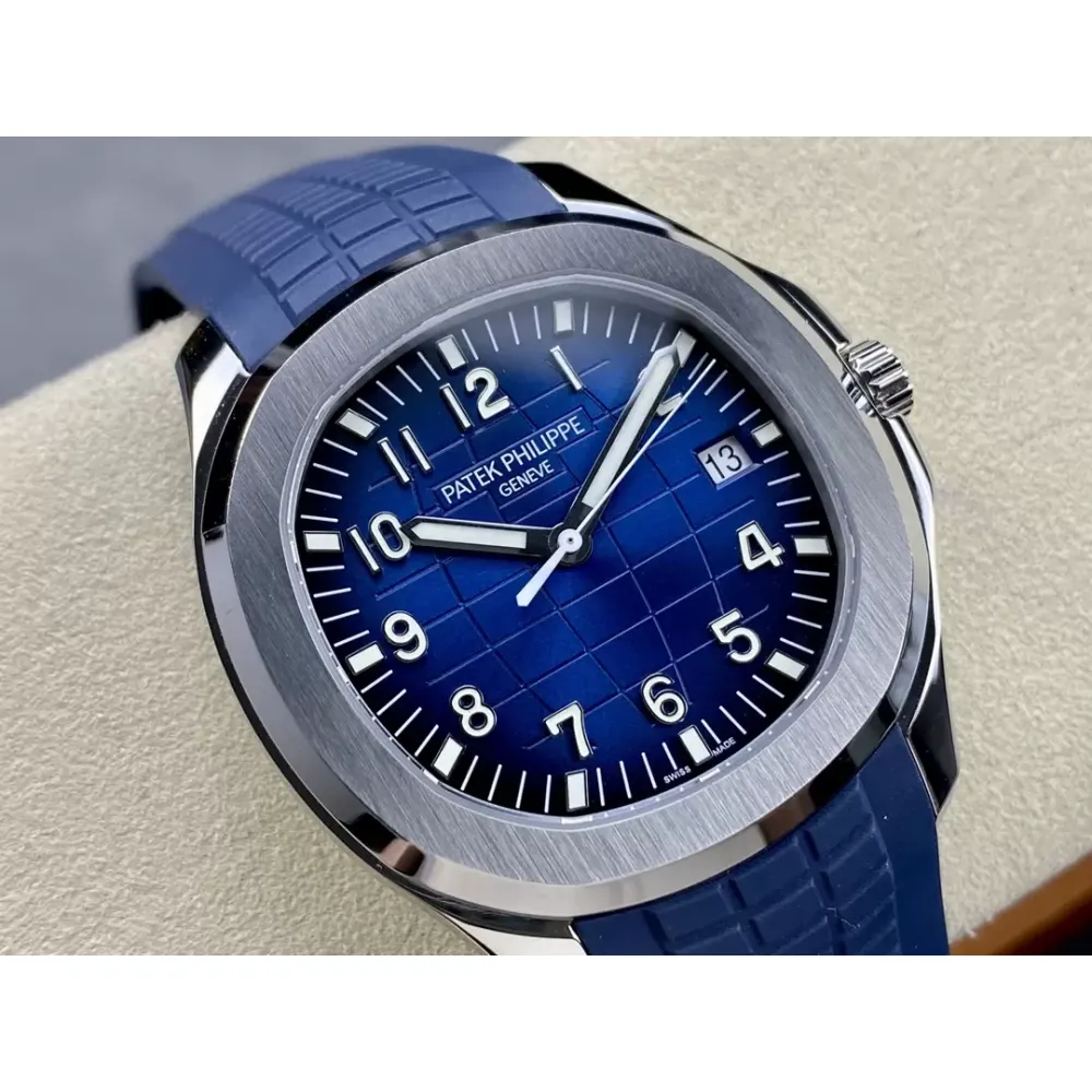 Patek Philippe Aquanaut 5168G-001 SS 3KF Best Edition Blue Dial on Blue Rubber Strap A324 Super Clone V3