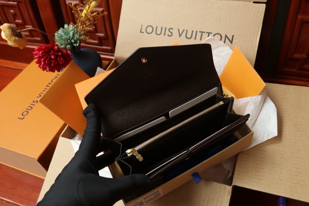 LV sarah flap long wallet