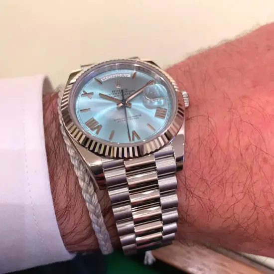 Rolex Oyster Perpetual Day-Date President 40mm in Platinum with Ice-Blue Dial Men's Watch 228236-0012 Brand New
