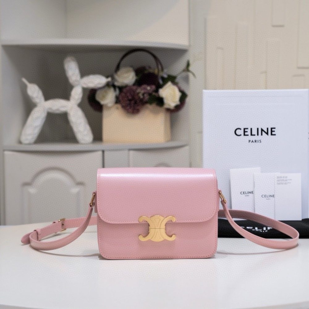 Celline Triomphe Small Box Leather Sakura Pink