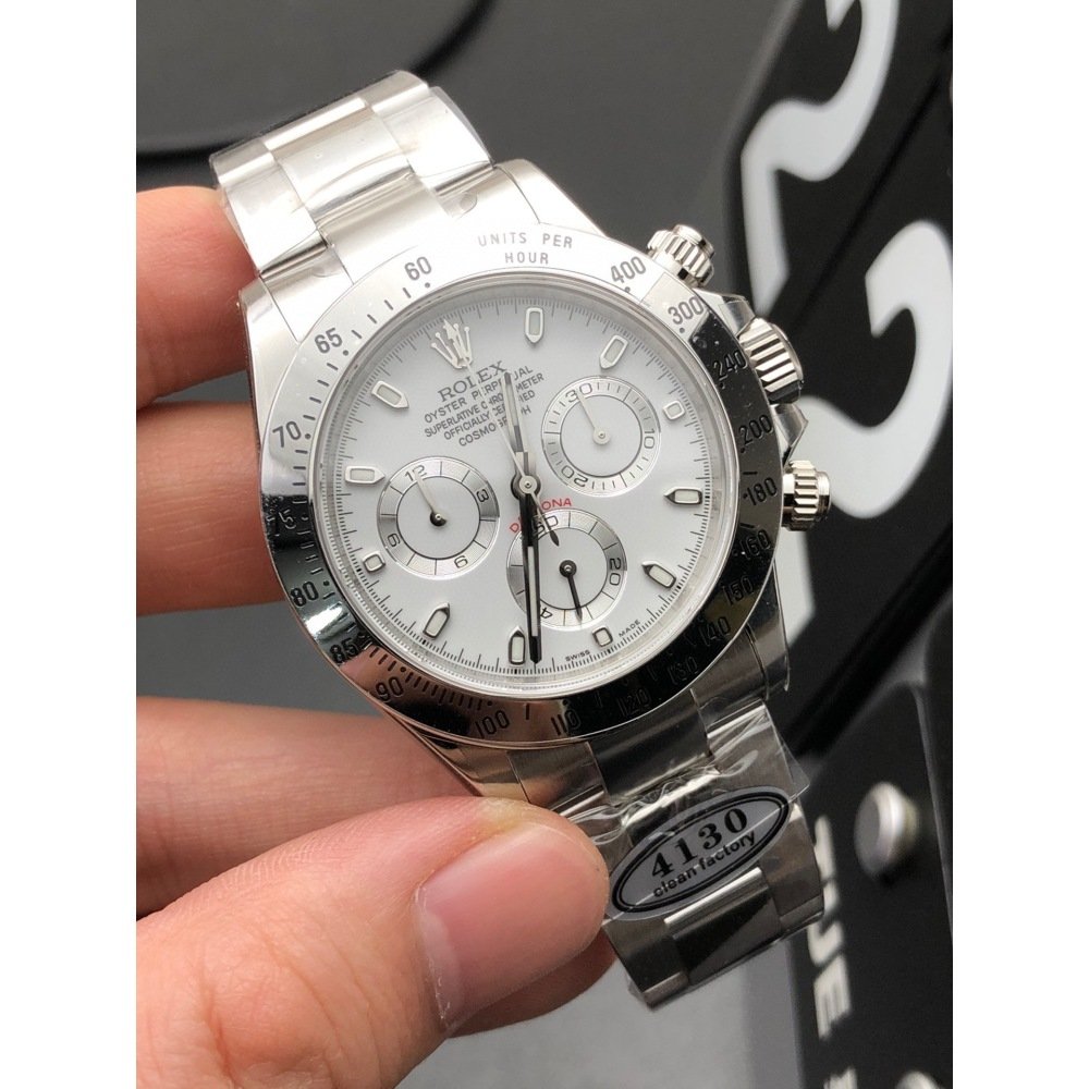 Rolex Daytona 116520 White Dial Stainless Steel Bezel 4130 Movement Clean