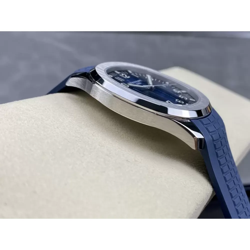 Patek Philippe Aquanaut 5168G-001 SS 3KF Best Edition Blue Dial on Blue Rubber Strap A324 Super Clone V3